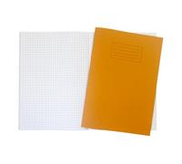 Janrax Pack of 10 A4 Orange 80 Page 7mm Squared Paper Exercise Books WF Paper with 225gsm Manilla Cover