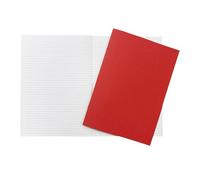 Janrax Pack of 10 A4+ Red 48 Page Feint Ruled and Margin Exercise Books WF Paper with 225gsm Manilla Cover 240x340mm Workbook