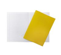 Janrax Pack of 10 A4 Yellow 80 Page Feint Ruled with Margin Exercise Books WF Paper with 225gsm Manilla Cover