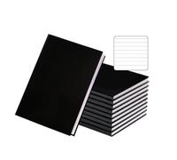 Janrax Pack of 10 A5 160 Pages 8mm Ruled Charcoal Black Casebound Notebooks
