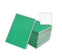 Janrax Pack of 10 A5 160 Pages 8mm Ruled Green Casebound Notebooks - Ruled Writing Books for School, Office, College, Note Taking & Revision
