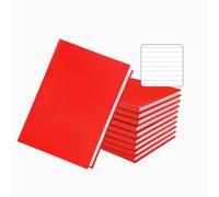 Janrax Pack of 10 A5 160 Pages 8mm Ruled Red Casebound Notebooks