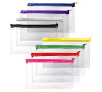 Janrax Pack of 12 8x5 Assorted Colour Zip Clear Exam Pencil Cases