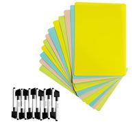 Janrax Pack of 12 A4 Assorted Coloured Whiteboards with 12 White Board Marker Pens - Reusable Dry Erase Writing Boards for School, Classroom, Home Learning, Office Training & Kids Activities