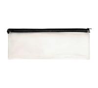 Janrax Pack of 12 Coloured Zip Clear Exam Pencil Cases (Black, 13x5)