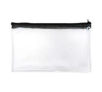 Janrax Pack of 12 Coloured Zip Clear Exam Pencil Cases (Black, 8x5)