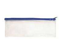 Janrax Pack of 12 Coloured Zip Clear Exam Pencil Cases (Blue, 13x5)