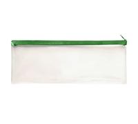 Janrax Pack of 12 Coloured Zip Clear Exam Pencil Cases (Green, 13x5)