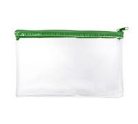 Janrax Pack of 12 Coloured Zip Clear Exam Pencil Cases (Green, 8x5)