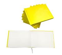 Janrax Pack of 12 Plain Cover 100 Pages Yellow Autograph Books - School Leavers Signature, End of Term Memory Book