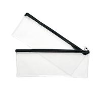 Janrax Pack of 2 13x5 Black Zip Clear Exam Pencil Cases - Transparent with Coloured Zipper See Through Stationery Pouch