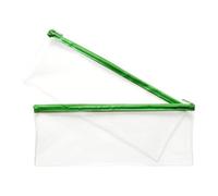 Janrax Pack of 2 13x5 Green Zip Clear Exam Pencil Cases