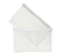 Janrax Pack of 2 8x5 White Zip Clear Exam Pencil Cases - Transparent with Coloured Zipper See Through Stationery Pouch