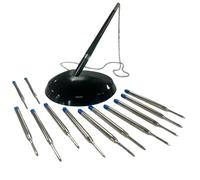 Janrax Pack of 4 Black Reception Desk Pens with 12 Blue Medium Point Ballpoint Pen Refills