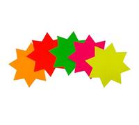 Janrax Pack of 40 Assorted Coloured Neon Fluorescent Stars 100 x 100mm - Star Shape Signs, Price Labels, Retail Displays, Classroom Crafts, Party Decorations