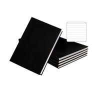 Janrax Pack of 5 A4 160 Pages 8mm Ruled Charcoal Black Casebound Notebooks