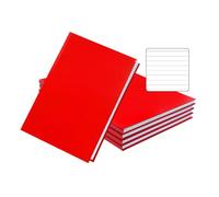 Janrax Pack of 5 A4 160 Pages 8mm Ruled Red Casebound Notebooks