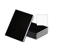 Janrax Pack of 5 A5 160 Pages 8mm Ruled Charcoal Black Casebound Notebooks