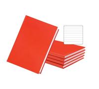 Janrax Pack of 5 A5 160 Pages 8mm Ruled Orange Casebound Notebooks