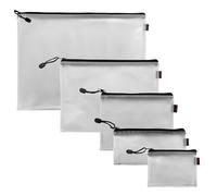 Janrax Pack of 5 Premium Assorted Sizes Black Zip Mesh Bags