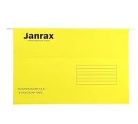 Janrax Pack of 50 Yellow Foolscap Suspension Files, Hanging File Folders for Filing Cabinets, Document Storage & Office Organisation