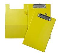 Janrax Yellow Foldover Clipboard - A5 Folding Clipboard with Front Cover, Inside Pocket & Hanging Hook
