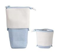 JANREAY 2-in-1 Cute Pencil Case Telescopic Pencil Case, Pop-Up Pencil Holder, Stand-up Retractable Pencil Case Make-up Bag for Students, Teenage Girls Boys，Light Blue