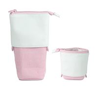 JANREAY 2-in-1 Cute Pencil Case Telescopic Pencil Case, Pop-Up Pencil Holder, Stand-up Retractable Pencil Case Make-up Bag for Students, Teenage Girls Boys，Pink