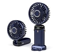 JANREAY Mini Handheld Fan, USB Desk Fan, Small Table Fan with 5 Speeds and 3000 mAh USB Battery, Foldable Electric Fan for Travel, Office, Household (Blue)