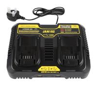 JANRI JAN102 10.8V 12V 18V 20V Max Power Tool Charger, 3.0Ah Dual Fast Charger Compatible with Dewalt XR Series Lithium Battery, Compatible with DCB102 102BP etc, UK Plug, Black.