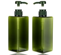 Jansburg 2Pack 22oz/650ml Pump Bottle Dispenser Refillable Square Plastic Lotion Dispenser Empty Lotion Pump Bottle Empty Refillable Liquid Container for Soap Lotion Shampoo Green