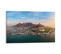 JANSD Table Mountain National Park, Mountain Landscape Canvas Art, Table Mountain Canvas Prints Posters Canvas Wall Art Oil Paintings Deco Framed 12x18inch