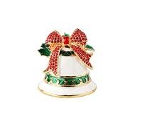 Janshe Cul Christmas Bell Trinket Boxes Hinged Hand-Painted Figurine Enamel Ornaments Craft Unique Xmas Gift for Home Decor(White)
