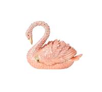 Janshe Cul Pink Swan Trinket Boxes Hinged Hand-Painted Jewelry Box Swan Figurine Unique Gift for Women