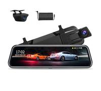 Jansite 10’’ Rear View Mirror Dash Cam Front and Rear 1080P Dual Dash Cam | Super Night Vision Full Touch Screen Loop Recording 170°Wide Angle Parking Assistance Retractable Loop Recording Car Van SUV