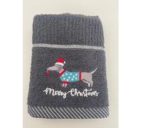 Jansons 4 Pack Christmas Dachshund Dog 100% Cotton Three Pack Kitchen Tea Towels in Grey for the Festive Season