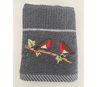 Jansons 4 Pack Christmas Robins on a Branch 100% Cotton Three Pack Kitchen Tea Towels in Grey for the Festive Season