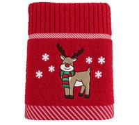 Jansons Direct Linens 100% Cotton 3 Pack Christmas Reindeer Design Kitchen Hand Tea Towels in Red
