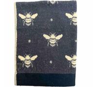 Jansons Direct Linens 2 x 100% Cotton Guest Size Towel In Navy Blue with Bumble Bee Design in White 40cm x 70cm