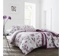 Jansons Direct Linens 200 Thread Count Cotton Rich Stunning Floral Design Duvet Cover Set in Mauve Single Bed Size