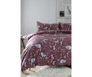 Jansons Direct Linens Brushed Cotton Deyongs Woodland Toadstool Duvet Cover Set in Mulberry Single Bed