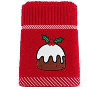 Jansons Direct Linens Christmas Pudding 100% Cotton Four Pack Kitchen Tea Towels in Red for the Festive Season