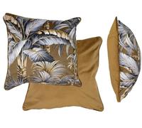 Jansons Direct Linens Large Luxurious Cushion With Palm Tree and Palm Leaves Design in Honey Gold Colour 60cm Made in the UK