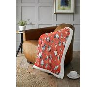 Jansons Direct Linens Rocking Robins Design Sherpa Reverse Supersoft Deyongs Throw in Red 125cm x 150cm