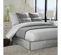 Jansons Direct Linens Soft French Velvet Divan Bed Base Wrap Valance in Single Bed Size in Silver Grey 42cm Deep