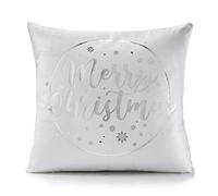 Jansons Direct Linens Soft Velvet Feel Merry Christmas Cushion Cover in White 45cm x 45cm (18")