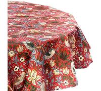 Jansons Direct Linens Strawberry Thief Red 100% Cotton Table Cloth 132cm Round William Morris Gallery