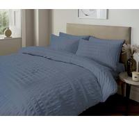 Jansons Direct Linens Stunning Seersucker Design Duvet Cover Set in Denim Blue King Bed Size