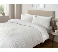 Jansons Direct Linens Stunning Seersucker Design Duvet Cover Set in White Superking Bed Size