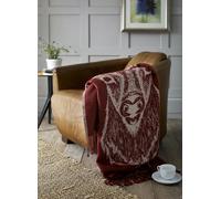 Jansons Direct Linens Supersoft Acrylic Feels like Cashmere Stags Head Design Fringed Throw in Mulberry 140cm x 185cm